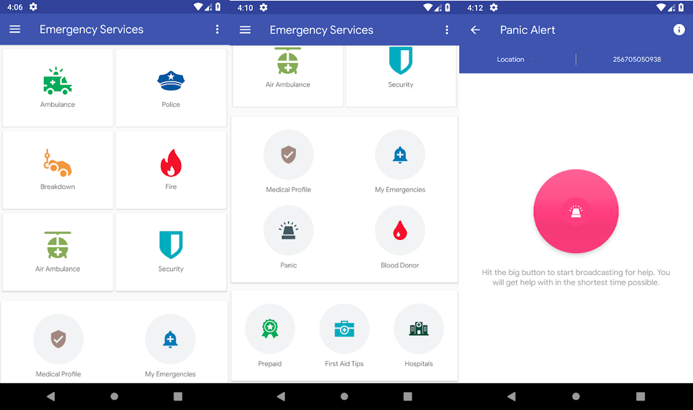 Emergency services Android app